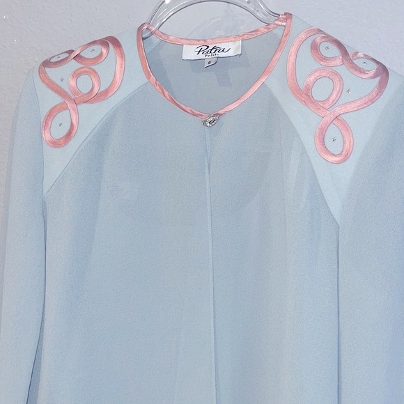 Vintage dress SET 60s 70s PATRA sz S/M Petite embroidery rhinestone silk wedding - Picture 5 of 17